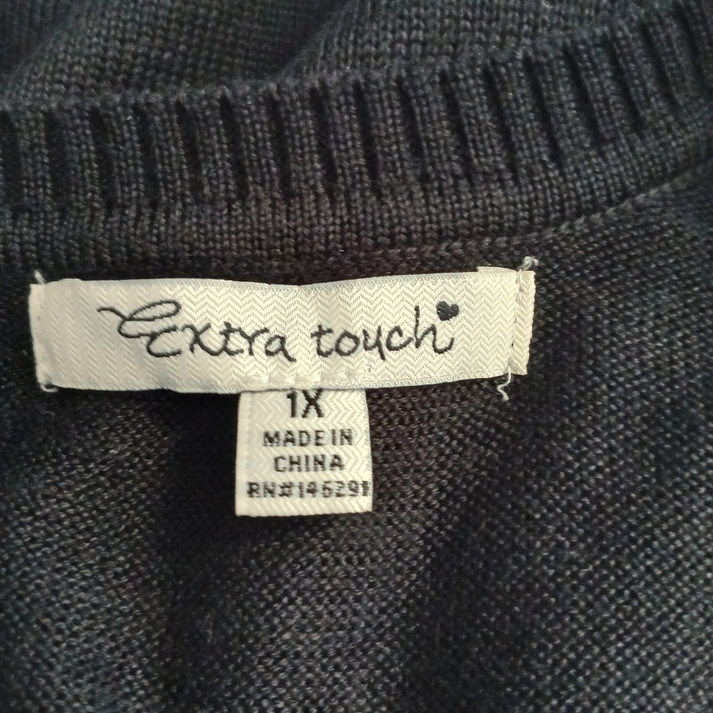 Extra Touch Short Sleeve Sweater Dress Size 1X Color Cheetah Print Black/White - Picture 6 of 8